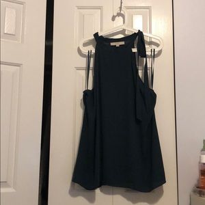 Ribboned halter in emerald green